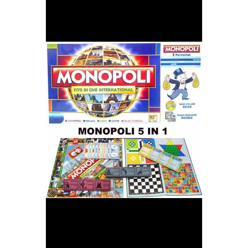 Jual Monopoly 5 In 1 Monopoli Halma Catur Ular Tangga Ludo