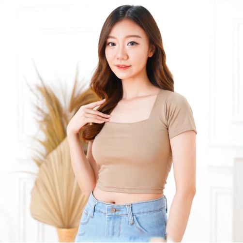 Jual Iseven P Soltice Uneck Crop Top Wanita Crop Top Leher Kotak