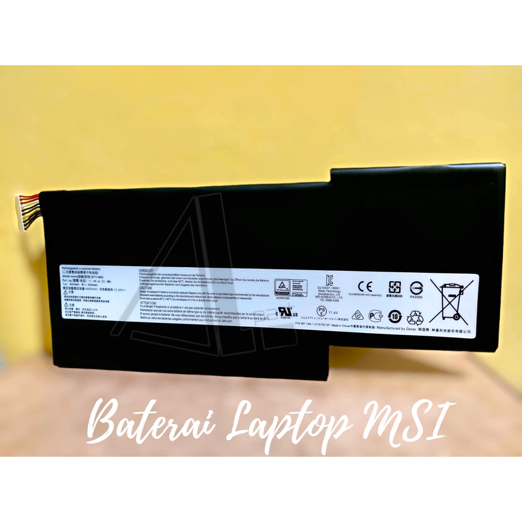 Jual Laptop Battery MSI GF63 Thin 9RCX MSI GF63 Thin 9SC MSI Baterai