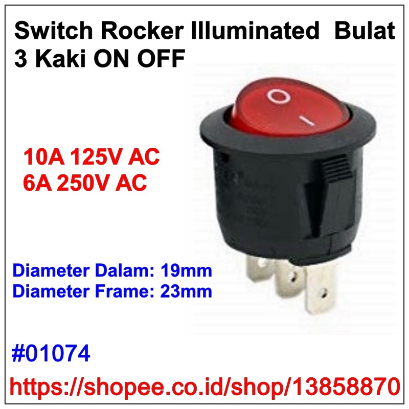 Jual Saklar Lampu Power Bulat Kaki Round Rocker Switch On Off Listrik