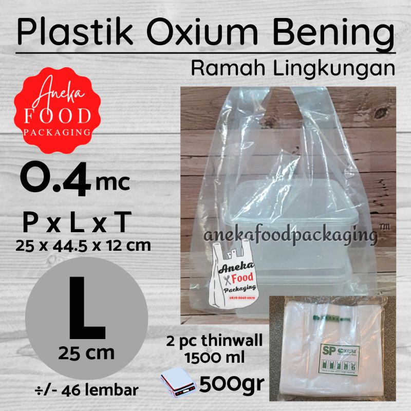 Jual Kresek OXIUM Besar L 25 Cm Plastik Ramah Lingkungan Kantong Bening