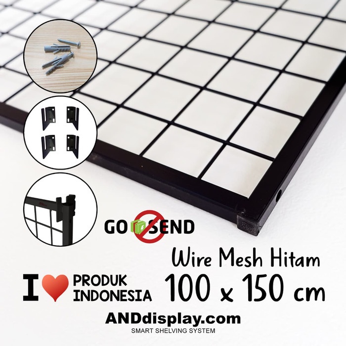 Jual WIREMESH 100x150CM H5 WALL HITAM KAWAT RAM DINDING WIRE GRID