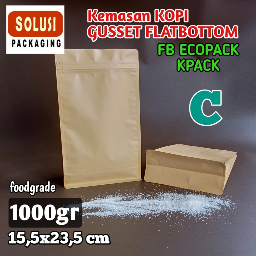 Jual Flat Bottom Paper Kertas Kg Fb Ecopack Kpack Kemasan Kopi Ziplock