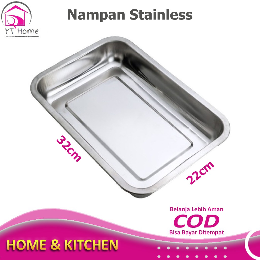 Jual Nampan Stainless Persegi Tebal 32x22 Baki Stainless Kotak Baking