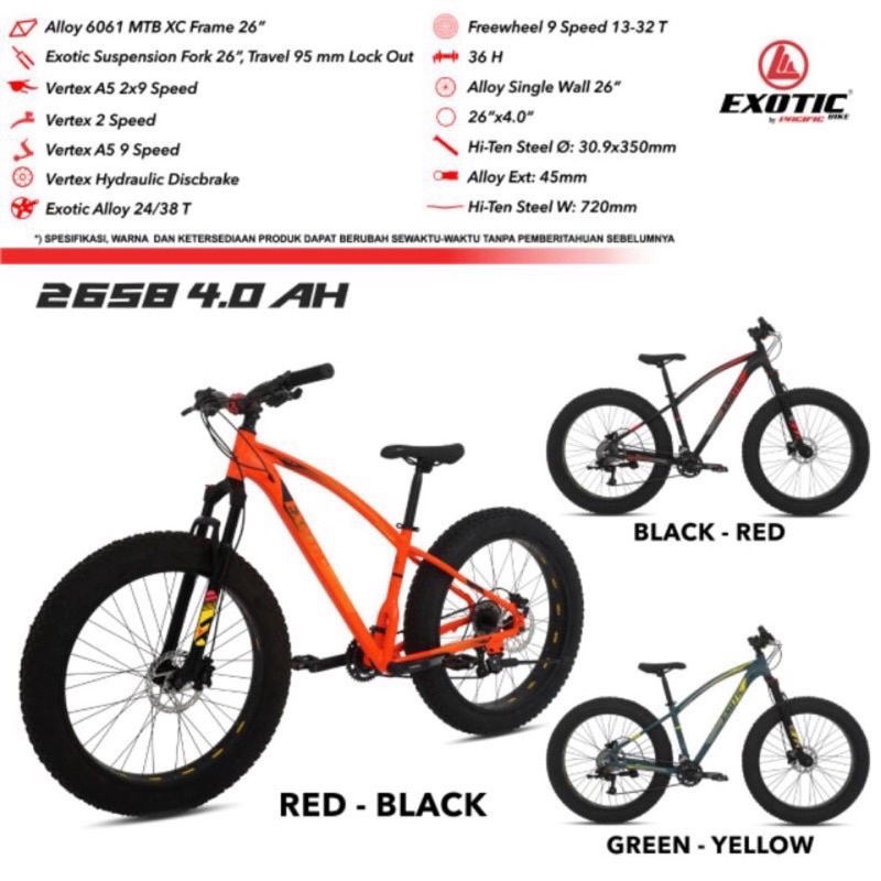 Jual Sepeda Gunung MTB EXOTIC ET 2658 4 0 AH 26Inch Alloy 2x9Speed Ban