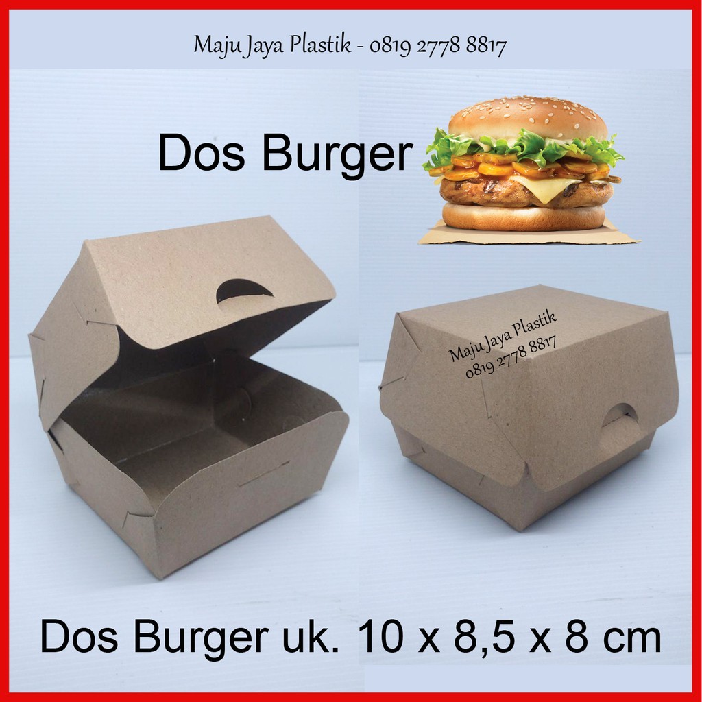 Jual Isi 50pc Dos Burger Laminasi Dus Burger Kraft Laminasi Box