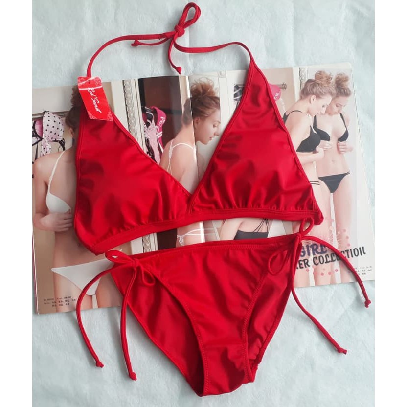 Jual BK 3303 XO MERAH BIKINI PANTAI SEGITIGA IKAT BUSA Shopee Indonesia