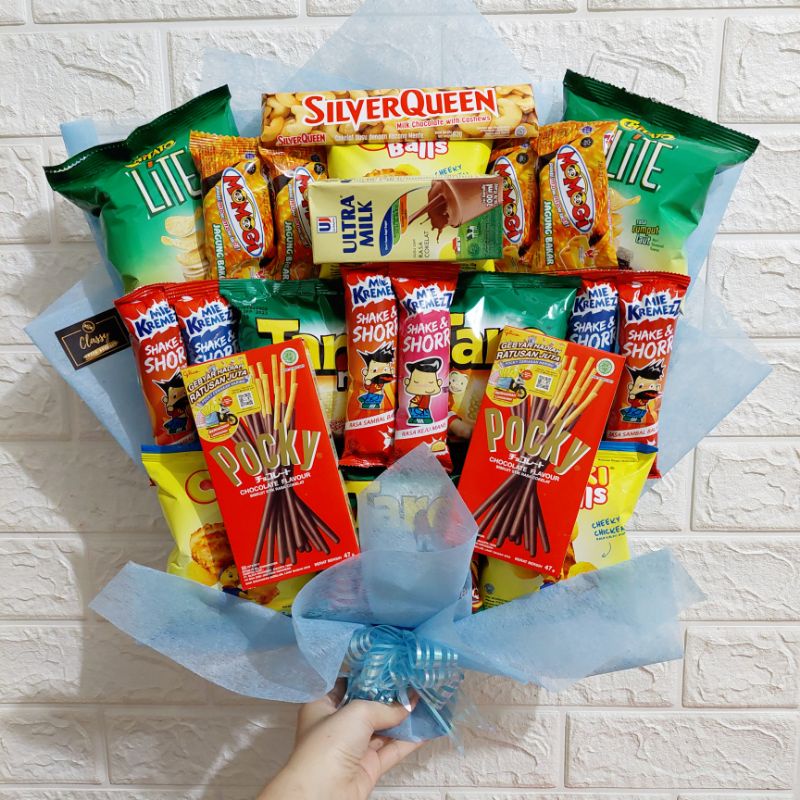 Jual Snack Bouquet Chiki Pocky Silverqueen Ultra Bunga Buket Bucket