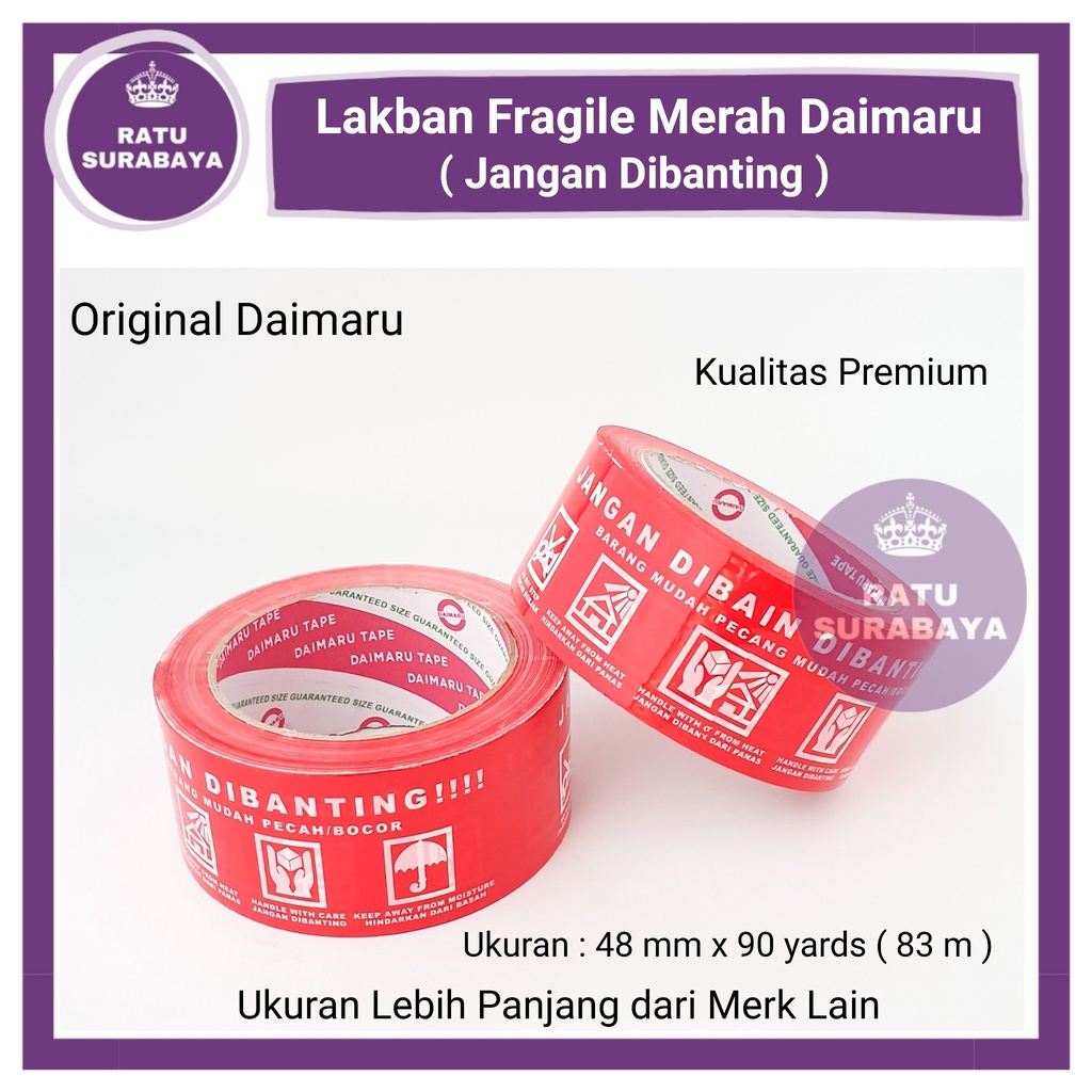 Jual Lakban Fragile Merah Jangan Di Banting Mm X Yard Daimaru