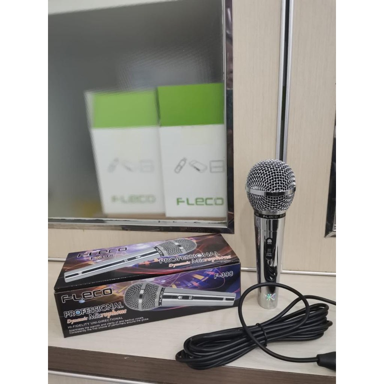 Jual MICROPHONE KABEL FLECO F 398 ORIGINAL BODY ALUMIMUM MIC KARAOKE