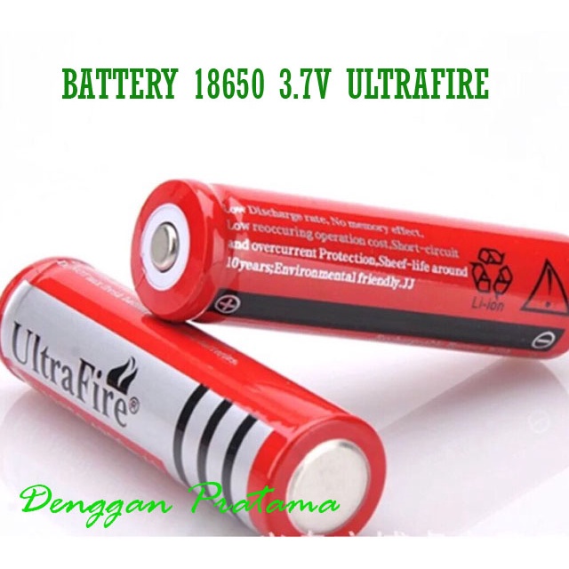 Jual Battery Baterai 18650 Button Top Recharge Cas UltraFire Shopee