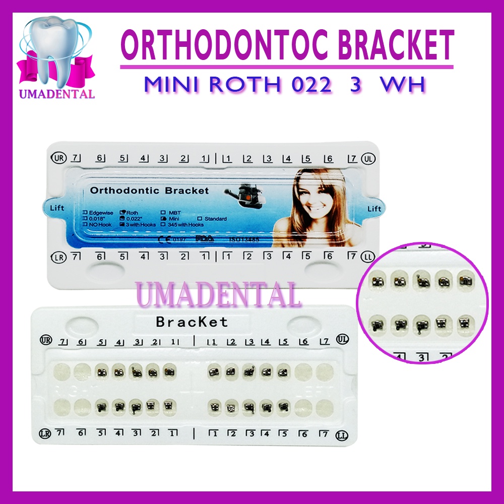 Jual Bracket Metal Gigi Behel Orthodontic Mini Roth 022 3 Hook FDA