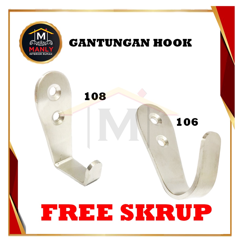 Jual Kapstok Stainless Gantungan Baju Cantolan Hook Kait Singel