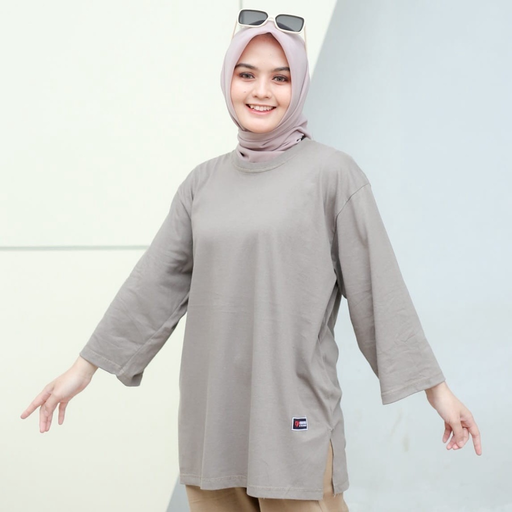 Jual Keysean Kaos Oversize Wanita Polos Hijab Belah Tangan Baju