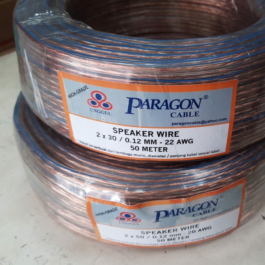 Jual Paragon Kabel Speaker Listrik Transparan TEMBAGA 2x30 2x50 2x80