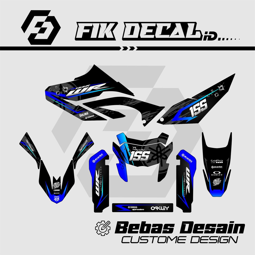 Jual DECAL WR 155 DESAIN BARU CUSTOM BEBAS WARNA BISA PAKAI NO DAN NAMA