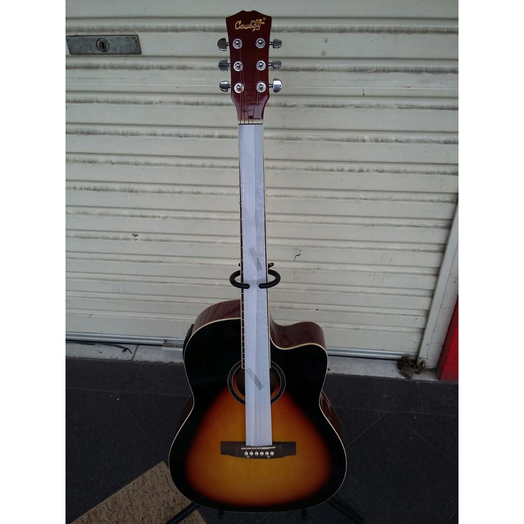 Jual Gitar Akustik Elektrik Cowboy Warna Sunburst Red Equalizer Prener