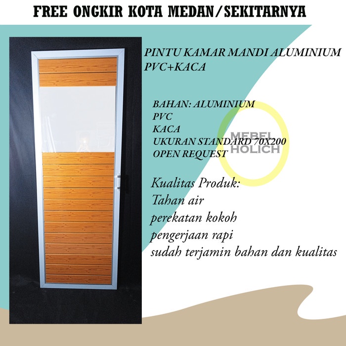 Jual Pintu Pvc Pintu Kamar Mandi Aluminium Pvc Kaca 70X200 2 Sisi