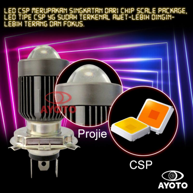 Jual Lampu Led Utama Motor AYOTO M3A Pro H4 Hi Lo AC DC PNP 18W 18W