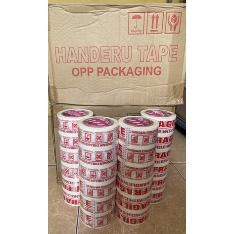 Jual Lakban Isolasi OPP TAPE FRAGILE 48 MM X 90 Y X 45 MIC Merek