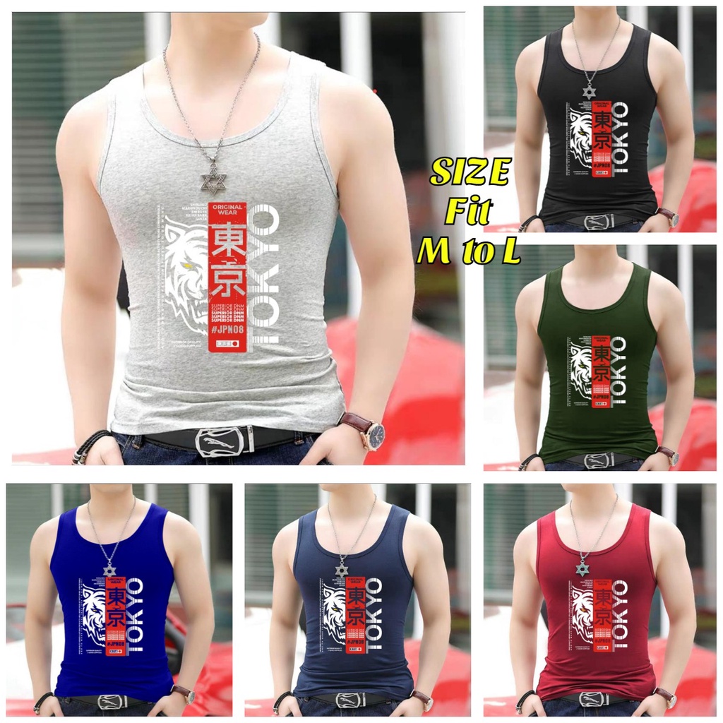 Jual Asgard777 SINGLET SPANDEX MOTIF TOKYO Kaos Cowok Kaos