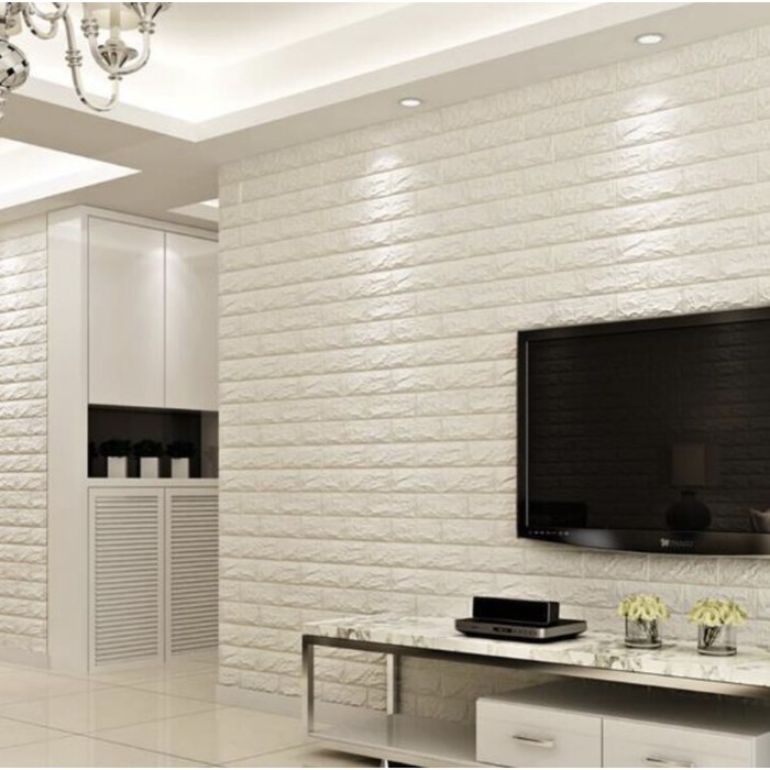 Jual Wallpaper Foam Dinding Bata Putih D White Brick Panel Shopee