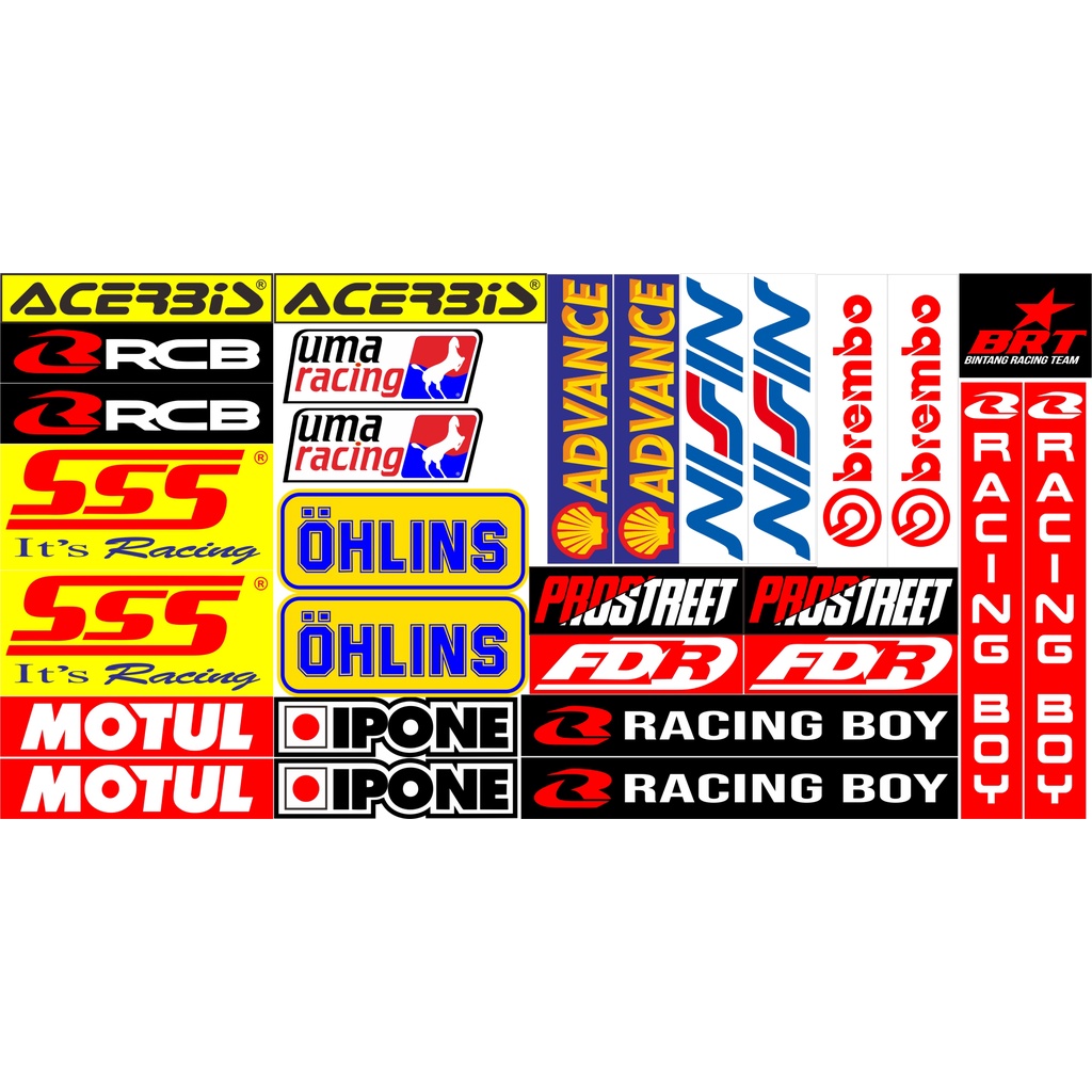 Jual Stiker Racing 1 Pack Isi 29 Stiker Sponsor Stiker Helm Stiker