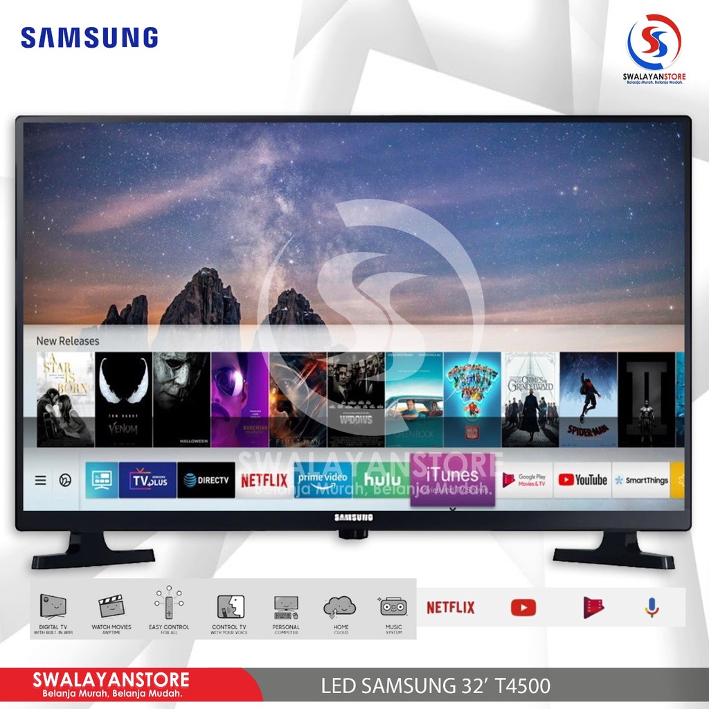 Jual SAMSUNG TV LED 32 INCH HD SMART T4500 24 UA24T4001ARXXD