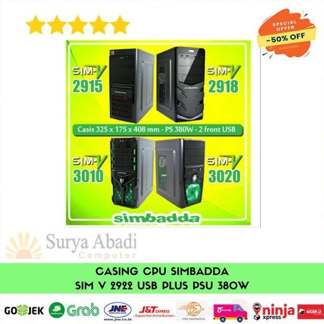 Jual ORIGINAL CASING CPU SIMBADDA SIM V 2922 USB PLUS PSU 380W