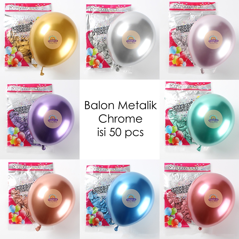 Jual Balon Grosir Latex Metalik Chrome Inch Pack Isi Pcs