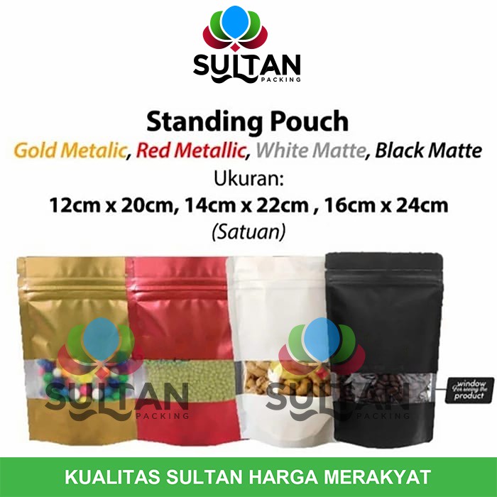 Jual Plastik Klip Standing Pouch Window Ziplock Alumunium Foil Sealer