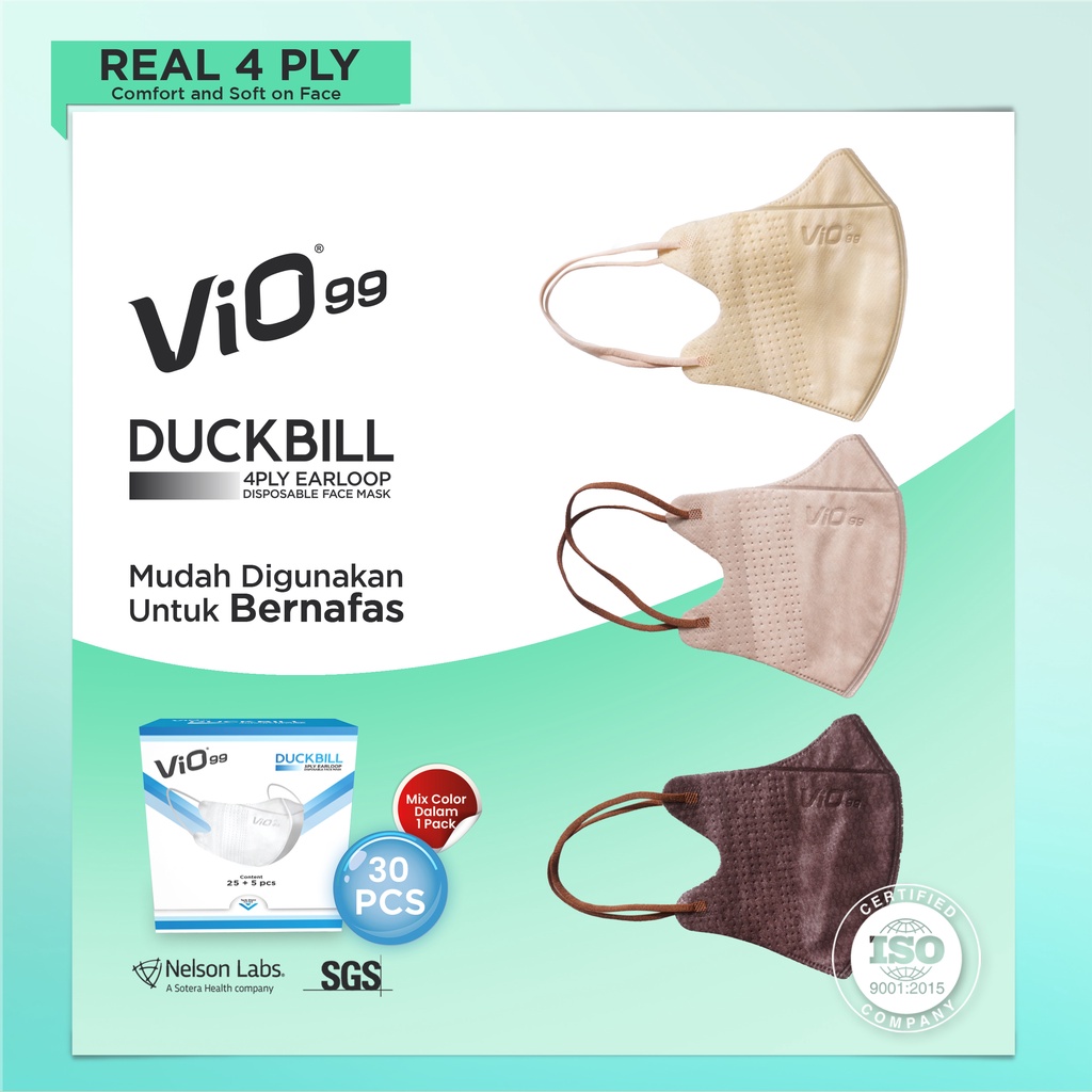 Jual Masker Vio Duckbill 4 Ply Warna Mix Nude Isi 30 Pcs Shopee Indonesia