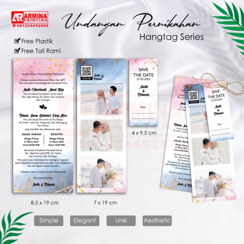 Jual Undangan Pernikahan Hangtag Elegan Simple Murah Unik Undangan