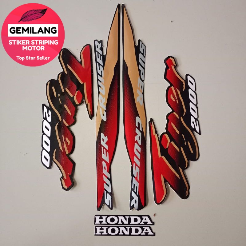 Jual Striping Decal Polet Sticker Honda Tiger 2000 Kualitas Hitam Gold