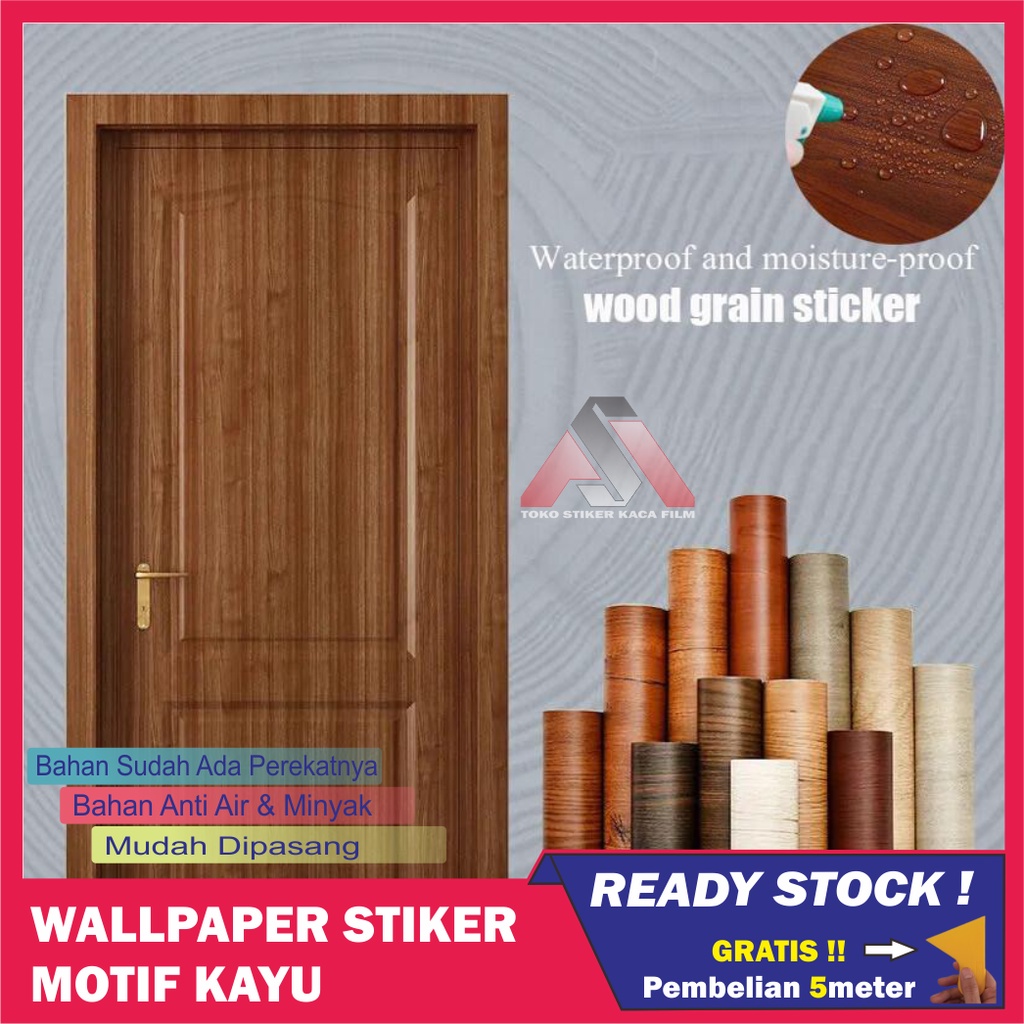 Jual Stiker Wallpaper Pintu Motif Serat Kayu Untuk Furniture Meja Pintu