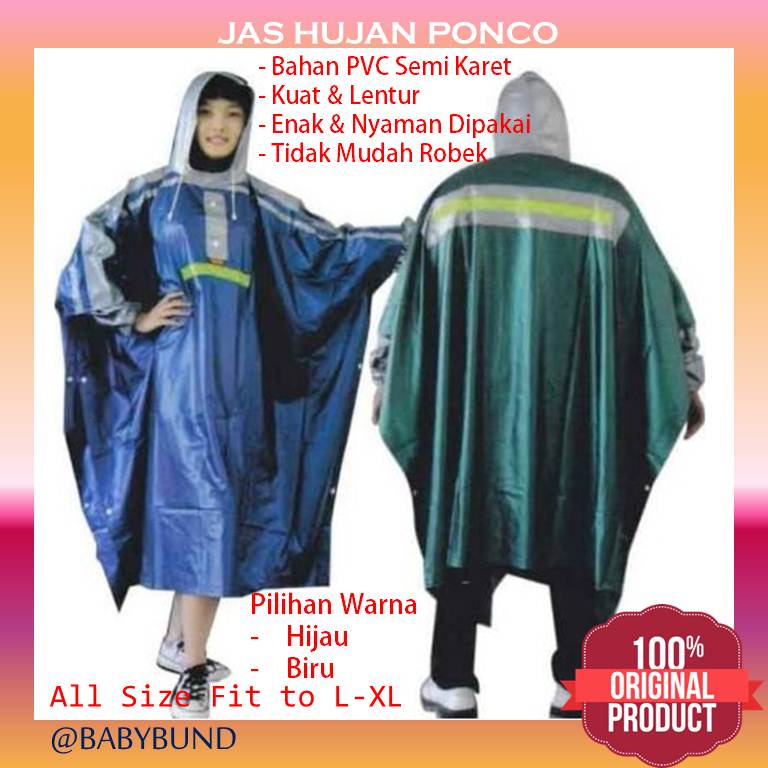 Jual ELMONDO Jas Hujan Mantel Ujan Poncho Raincoat Motor Lengan Batman