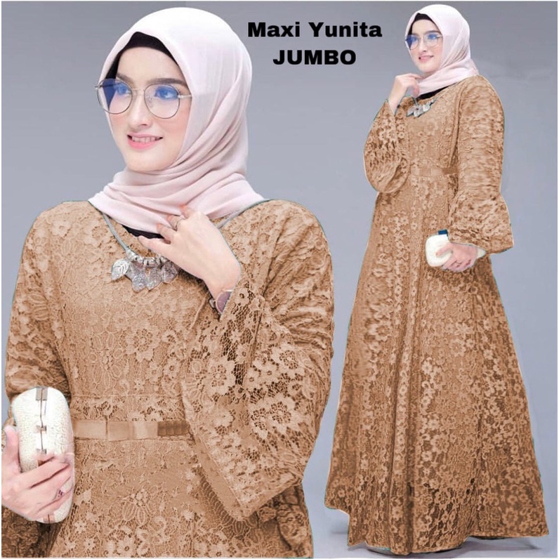 Jual Mx Yunita Busui Gamis Brukat M L Xl Xxl Xxxl Seragam Acara