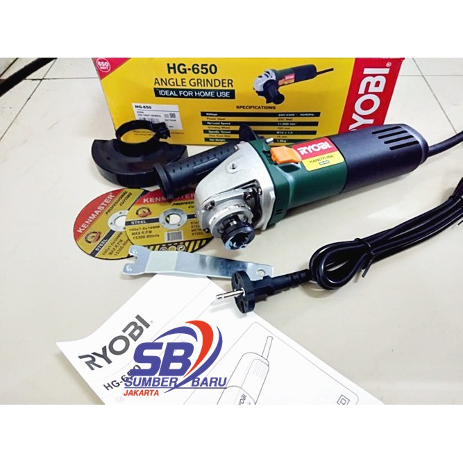 Jual Mesin Gerinda Gurinda Tangan Angle Grinder RYOBI 650 KUALITAS