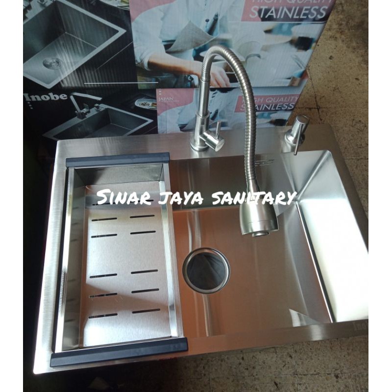 Jual Paket Komplit Kitchen Sink Stainless Kran Flexible Original