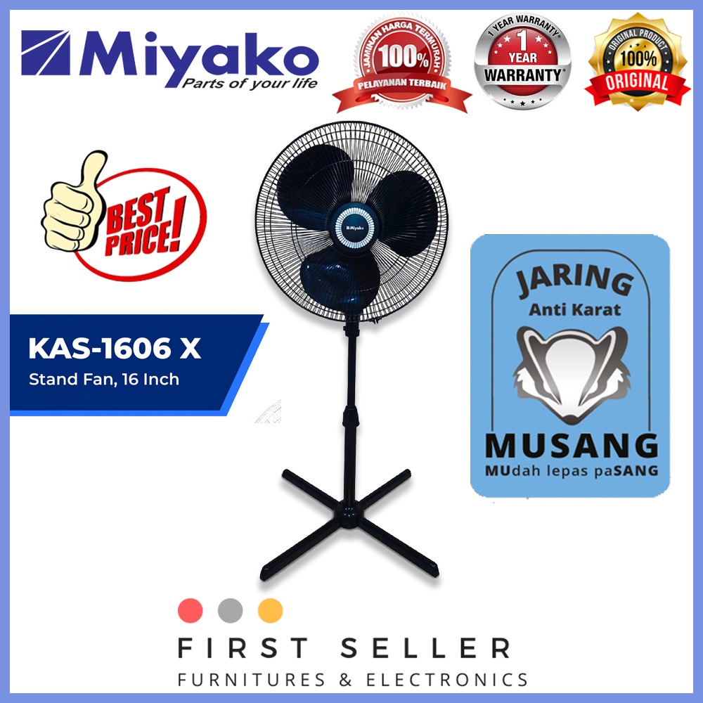 Jual MIYAKO KIPAS ANGIN STAND FAN BERDIRI KAS 1606 X PL KAS 1606 X