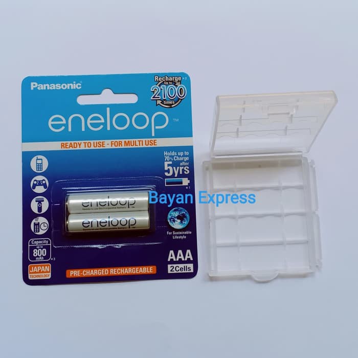 Jual Baterai Panasonic Eneloop Isi Ulang AAA 2 Pcs 800 MAh Free Case