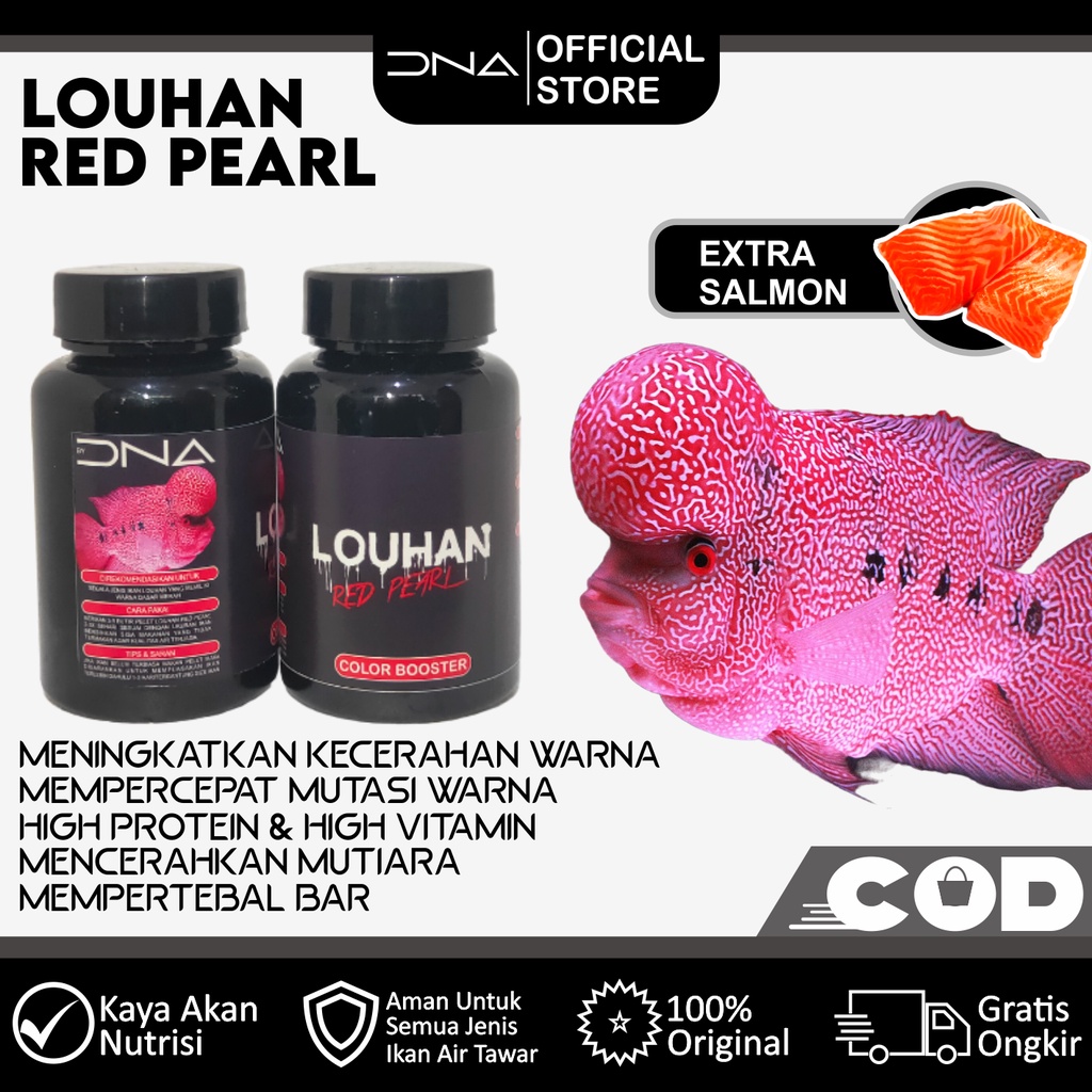 Jual Pelet DNA LOUHAN RED PEARL 65gr Pakan Lohan Untuk Mencerah