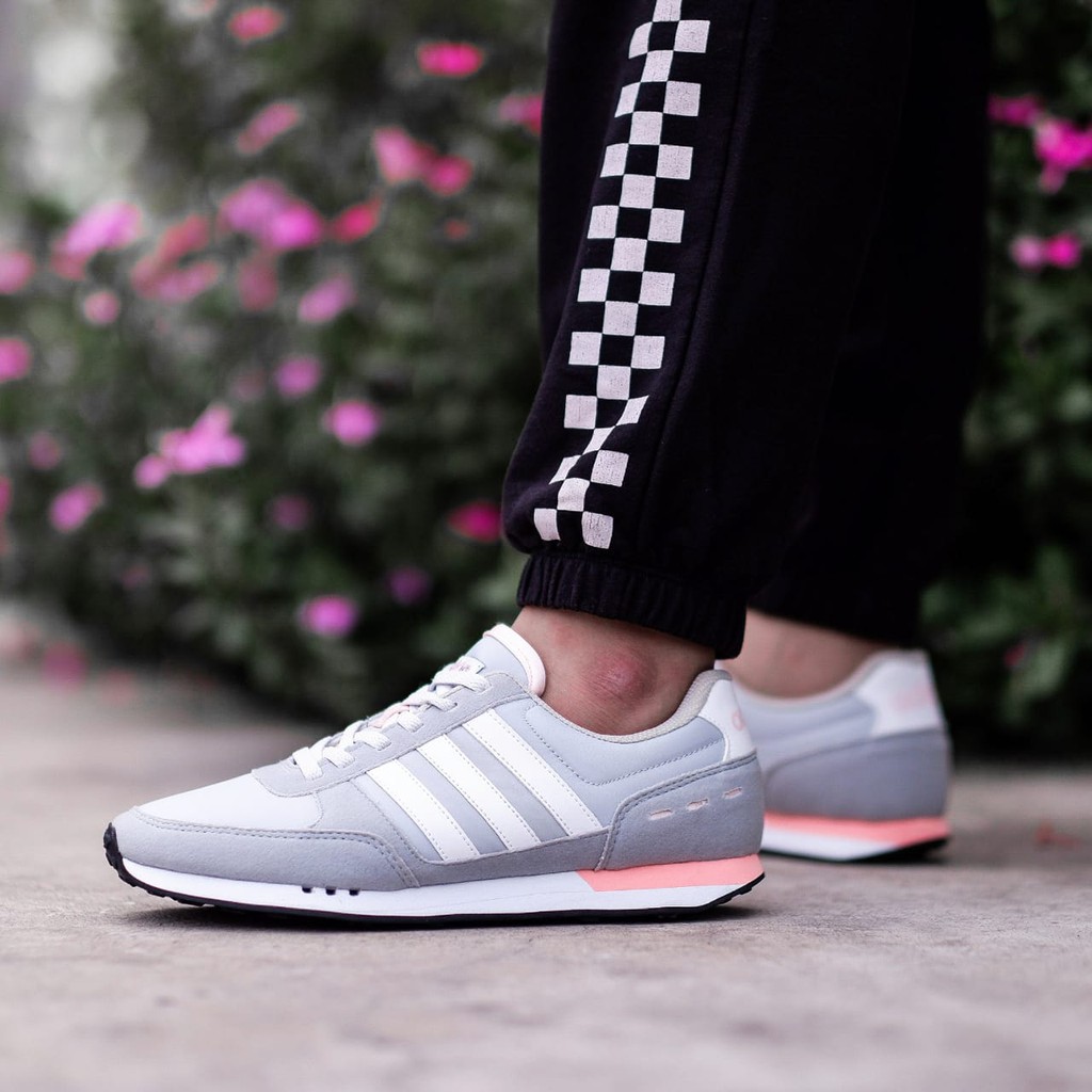 Jual Sepatu Sneaker Adidas Neo City Racer Grey White Peach Abu Putih