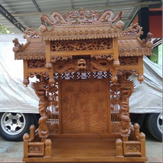 Jual Altar Kayu Jati Ukir Naga Meja Altar Sembahyang Cina Jujur Barokah