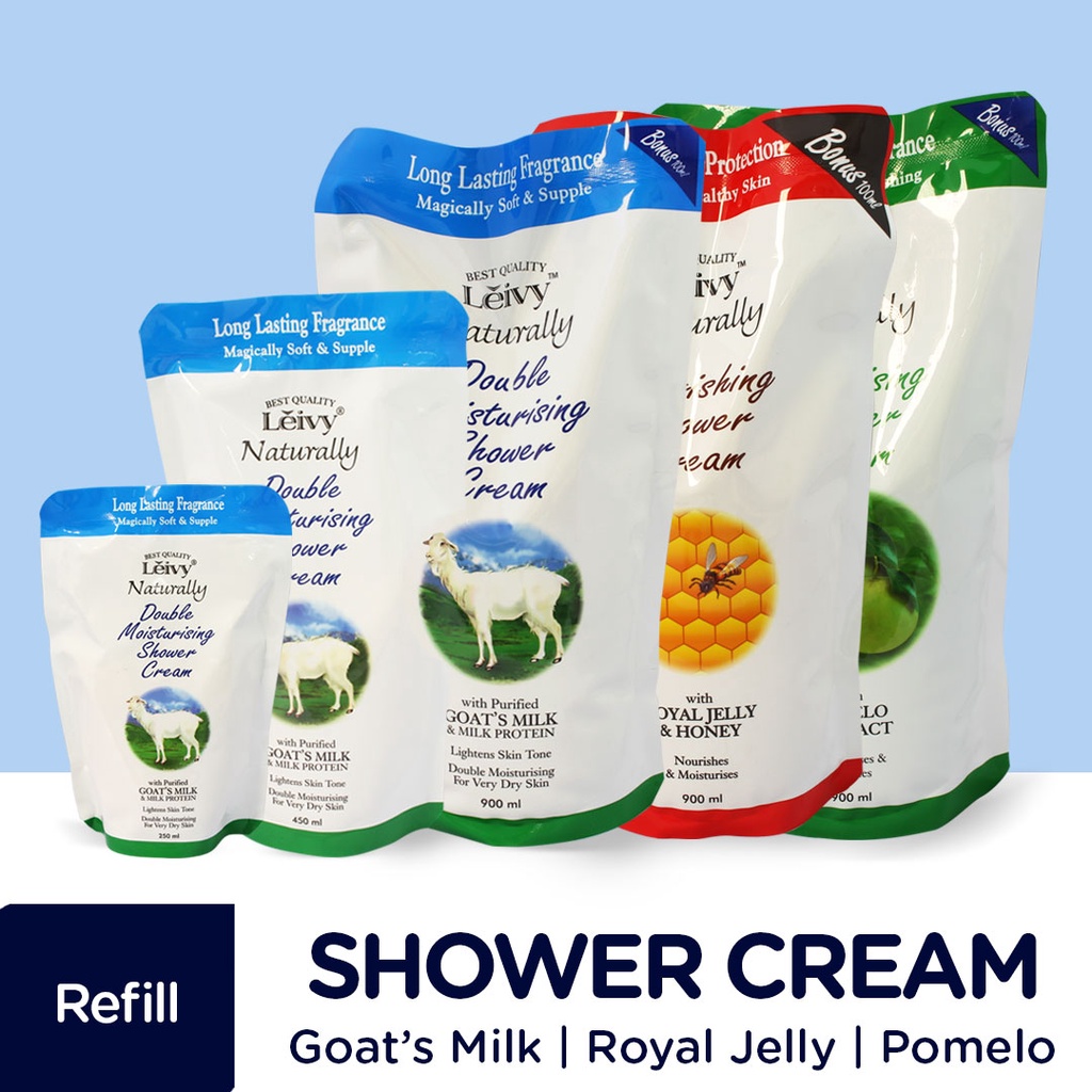 Jual Leivy Shower Cream REFILL 250ml 450ml 900ml Sabun Susu Kambing