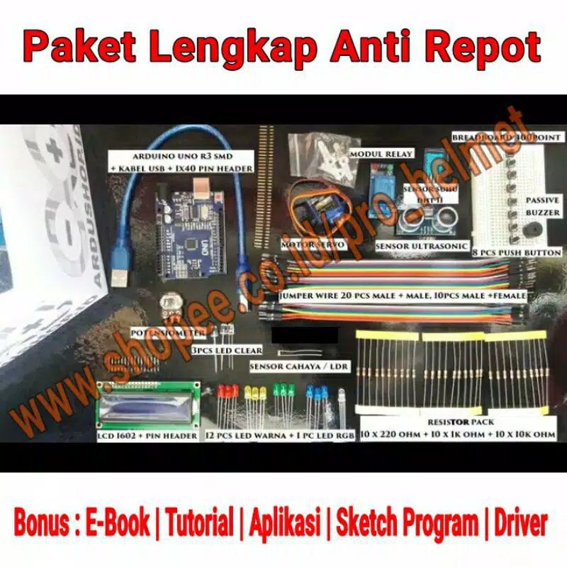 Jual Starter Kit Arduino Uno R Compatible Paket Lengkap Pemula Smd Dip