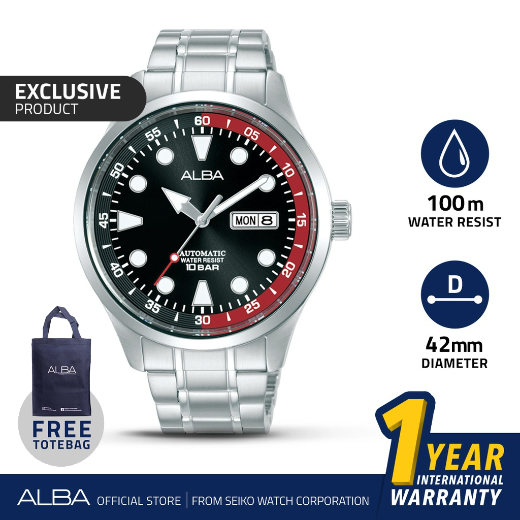 Jual ALBA Jam Tangan Pria AL4259 Automatic Stainless Steel Silver Watch