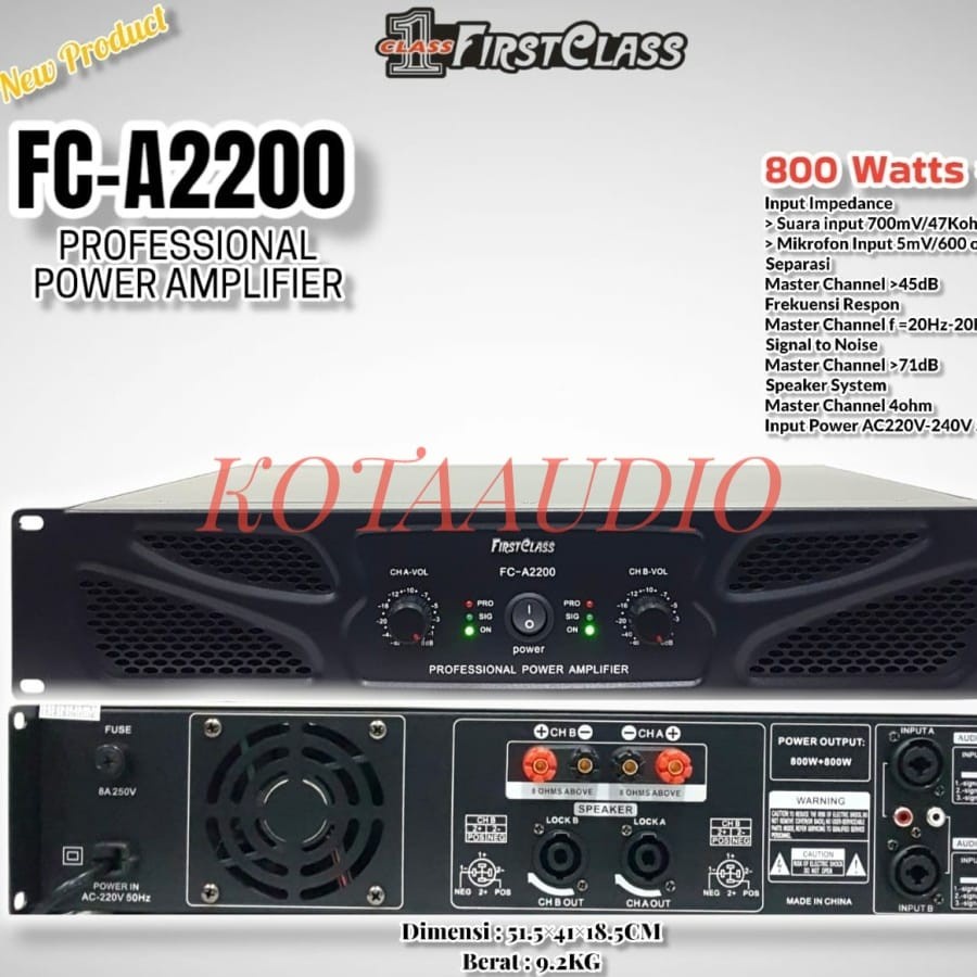 Jual POWER AMPLIFIER FIRSTCLASS FC A2200 FCA2200 FCA 2200 FIRST CLASS