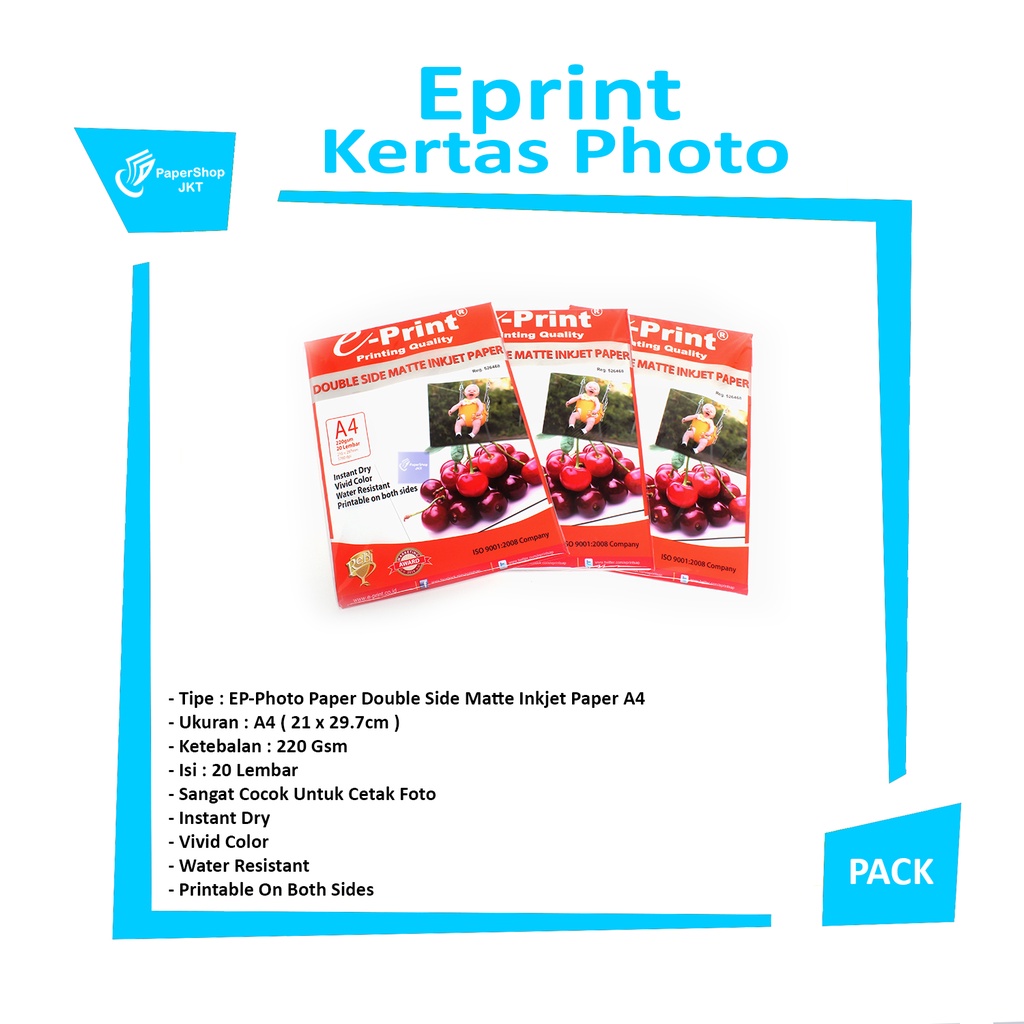 Jual Eprint Photo Paper Double Side Matte Inkjet Paper A Gsm