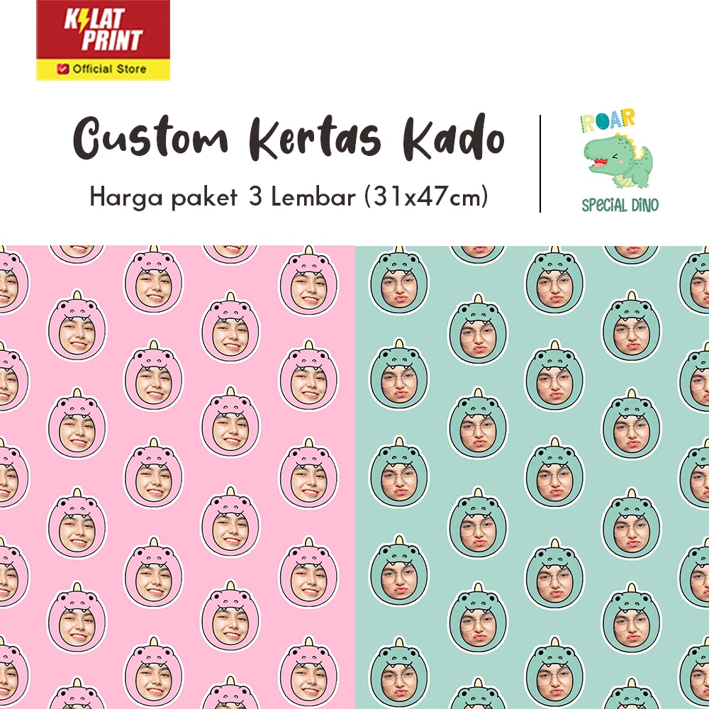 Jual Kertas Kado Custom Wraping Paper Special Dino Lembar A